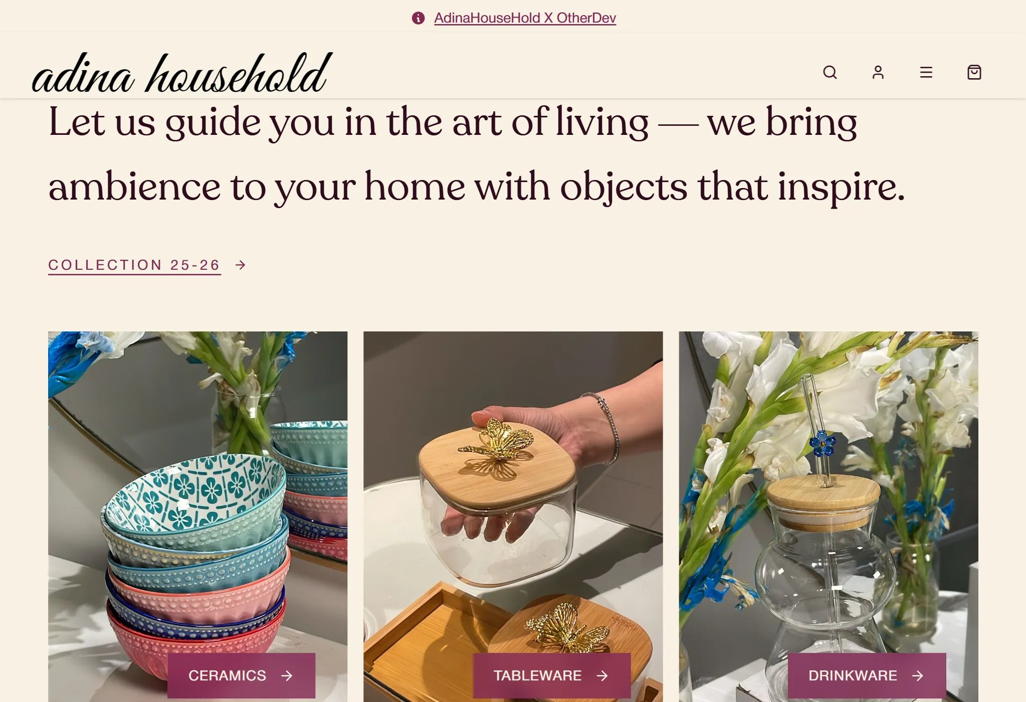 Adina Household — Headless Shopify Storefront